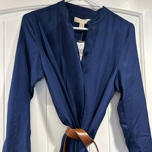 Michael Kors Navy Tunic with Brown Belt